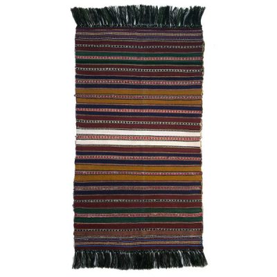 Authentic Persian Jajim Flat-Woven Striped Rug Tetis