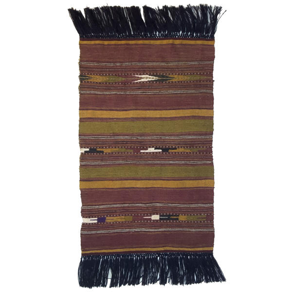 Authentic Persian Jajim Flat-Woven Striped Rug Tabassom