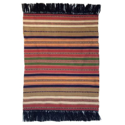 Authentic Persian Jajim Flat-Woven Striped Rug Taalia