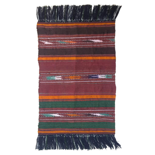 Authentic Persian Jajim Flat-Woven Striped Rug Vira