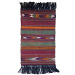 Authentic Persian Jajim Flat-Woven Striped Rug Kara