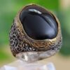 Persian Agate Silver Ring for Men Elegance Black