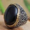 Persian Agate Silver Ring for Men Elegance Black