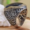 Persian Agate Silver Ring for Men Elegance Black