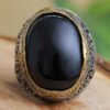 Persian Agate Silver Ring for Men Elegance Black