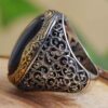 Persian Agate Silver Ring for Men Elegance Black
