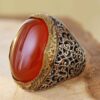 Persian Agate Silver Ring for Men Elegance Super King