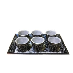 Stone Coffee Cups & Tray Set Model Tooran