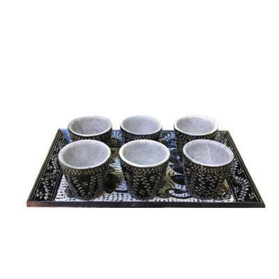 Handcrafted Persian Stone Tea & Coffee Set – Engraved Tooran