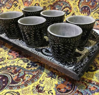Handcrafted Persian Stone Tea & Coffee Set – Engraved Tooran