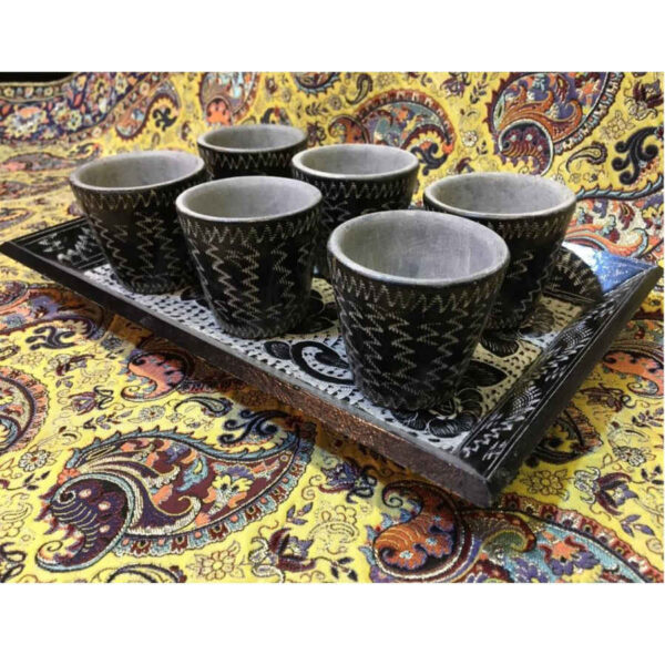 Stone Coffee Cups & Tray Set Model Tooran