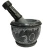 Stone Mortar & Pestle with Traditional Persian Floral Pattern Golsang