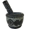 Stone Mortar & Pestle with Traditional Persian Floral Pattern Khorshid