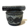 Stone Mortar & Pestle with Traditional Persian Floral Pattern Khorshid