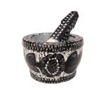 Stone Mortar & Pestle with Traditional Persian Floral Pattern Sarang