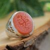 Islamic Yemeni Aqeeq Silver Ring for Men Red