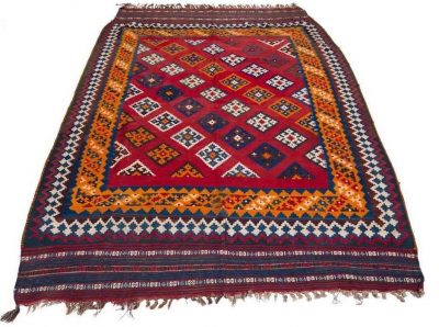 Vintage Persian Wool Kilim Rug Handwoven Model Ghashghaei