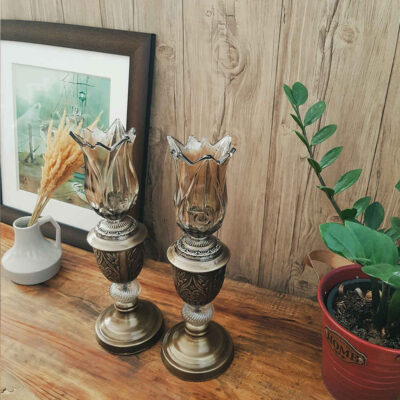 Persian Crystal Candlestick Tulip Shaped (2x)