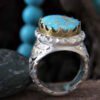 Persian Silver Ring with Neyshabur Turquoise Silva