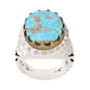 Persian Silver Ring with Neyshabur Turquoise Silva