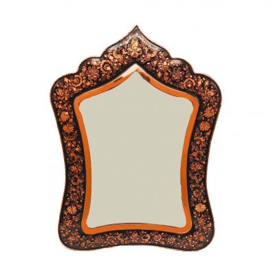 Engraved Persian Copper Mirror Frame & Candlesticks Set – Ghalamzani