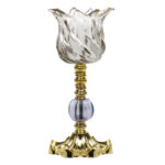 Persian Crystal Candlestick Tulip Shaped Glassy Design