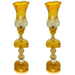 Persian Crystal Luster Lamp Traditional Laleh Shaped Honey color