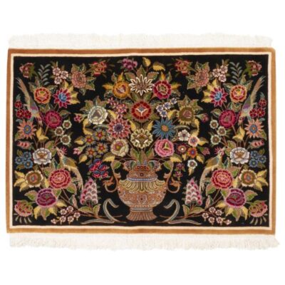 Persian Wool & Silk Blend Carpet Hand-Knotted in Tabriz Nava