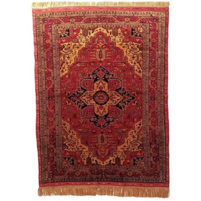 Persian Silk Carpet Hand-Knotted with Medallion Design Yas