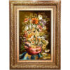 Hand-Knotted Persian Pictorial Rug from Tabriz Depicting Pot & Flowers