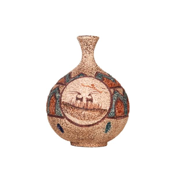 Handcrafted Decorative Persian Pottery Vase with Art Motif Yasi