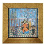Decorative Persian Framed Tile - Shahnameh Inspired: Blue Sky