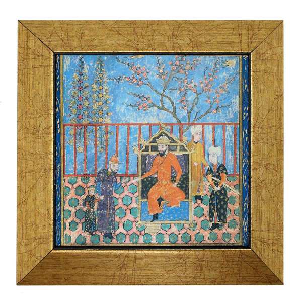 Decorative Persian Framed Tile - Shahnameh Inspired: Blue Sky