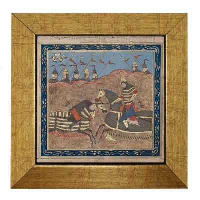 Decorative Persian Framed Tile – Shahnameh Inspired: Fight