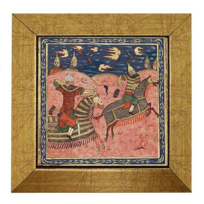 Decorative Persian Framed Tile – Shahnameh Inspired: Horses