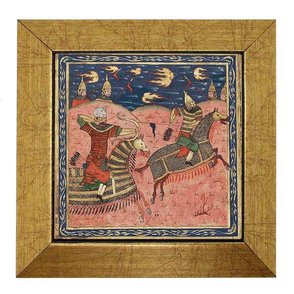 Decorative Persian Framed Tile - Shahnameh Inspired: Horses
