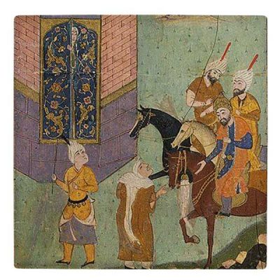 Decorative Persian Ceramic Tile – Shahnameh Inspired: Castle