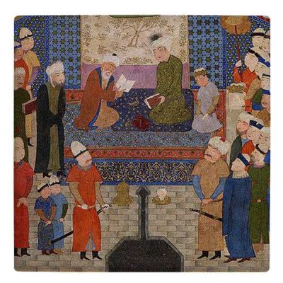 Decorative Persian Ceramic Tile – Shahnameh Inspired: Scientist
