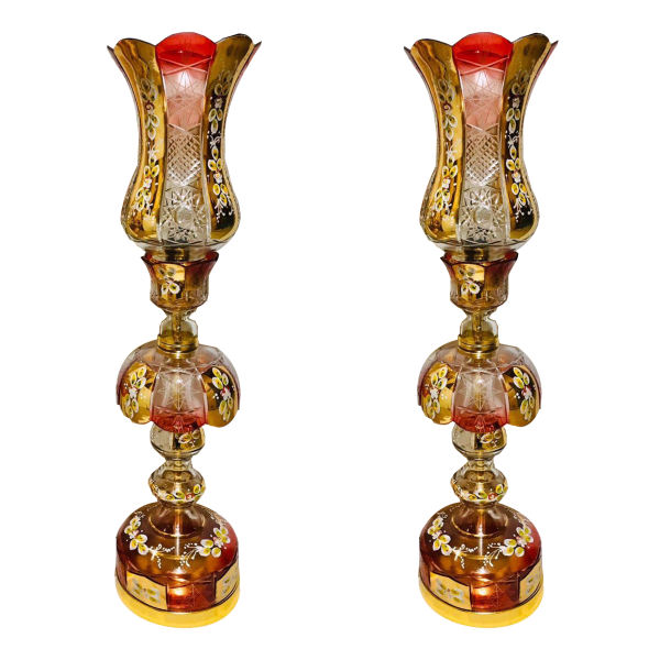 Persian Crystal Luster Lamp Traditional Laleh Shaped Red