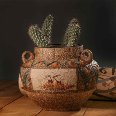 Handcrafted Decorative Persian Pottery Vase with Art Motif Nahal