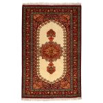 Persian Carpet Hand-Knotted with Medallion Design Beige Color