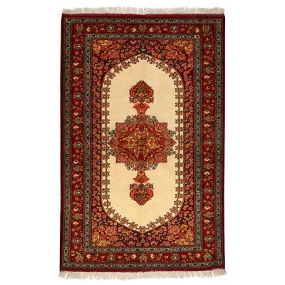 Persian Carpet Hand-Knotted with Medallion Design Beige Color