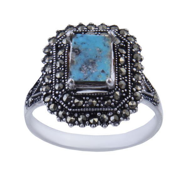 Persian Silver Ring with Neyshabur Turquoise