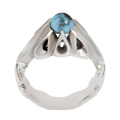 Persian Silver Ring with Neyshabur Turquoise Earth