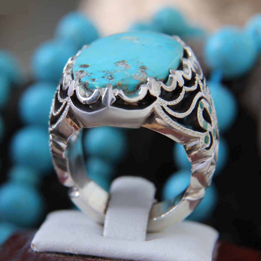 Persian Silver Ring with Neyshabur Turquoise