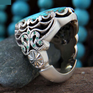 Neyshabouri Firuzeh Men's Silver Ring With Emerald Design