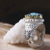 Persian Silver Ring with Neyshabur Turquoise Ovin