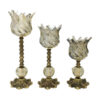 Persian Crystal Candlestick Tulip Shaped Set of 3