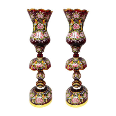 Persian Crystal Luster Lamp Traditional Laleh Shaped Birds