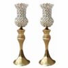 Persian Crystal Candlestick Tulip Shaped with Metal Base (2x)